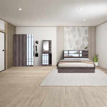 ชุดห้องนอน + ที่นอนสปริง 5 ฟุต WISDOM DESIGN FURNITURE รุ่น NANA-S สี มอคค่า/ขาว_5